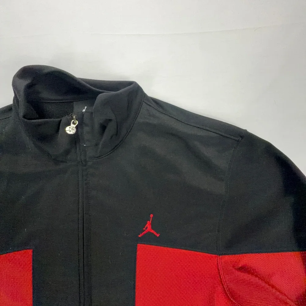 VTG Jordan Womens Track Jacket Full Zip Black‎ Red Colorblock Athletic Jacket M